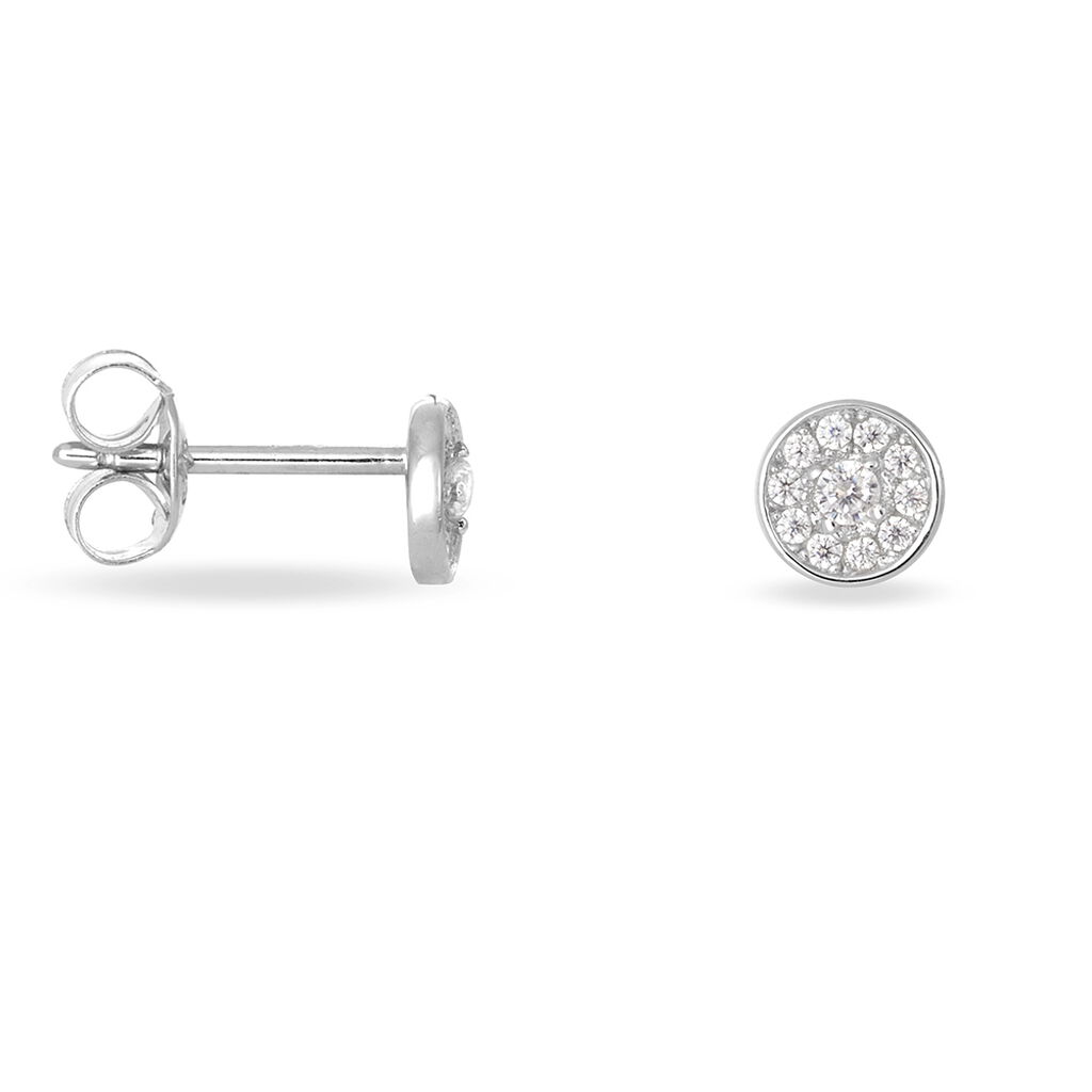 Boucles D'oreilles Puces Auxana Argent Blanc Oxyde De Zirconium