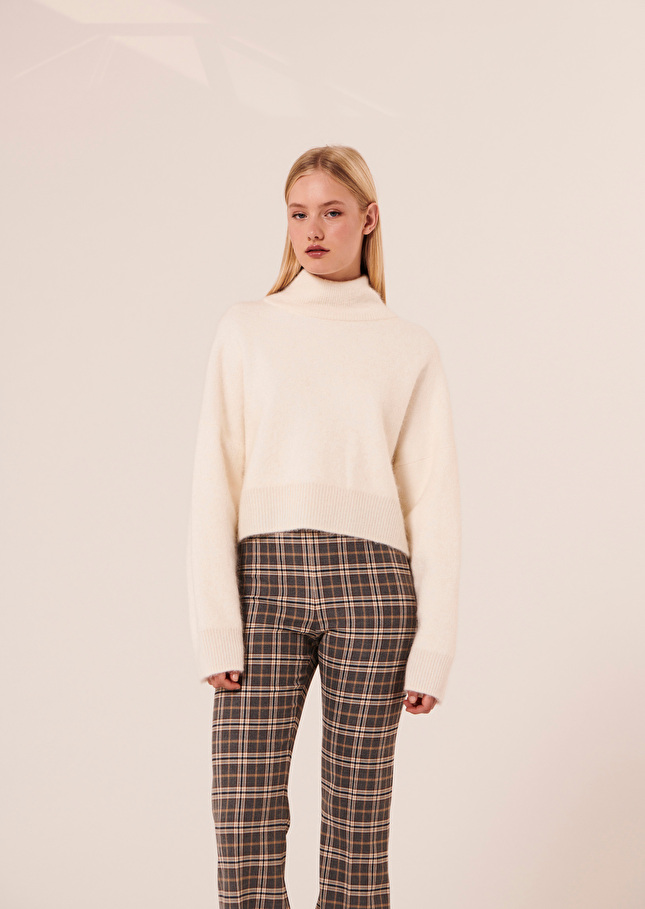 Pull Paradiseécru en mohair et alpaga