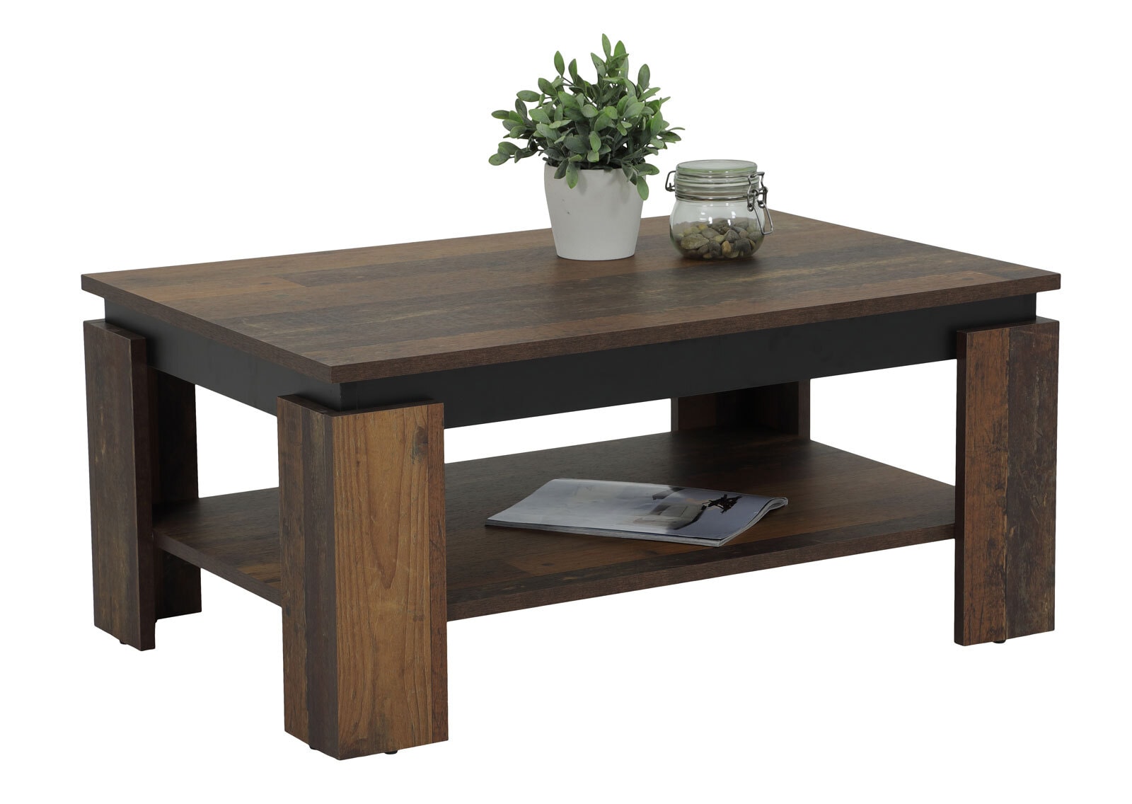 Couchtisch TIM II 90 x 60 cm Old Wood /schwarz
