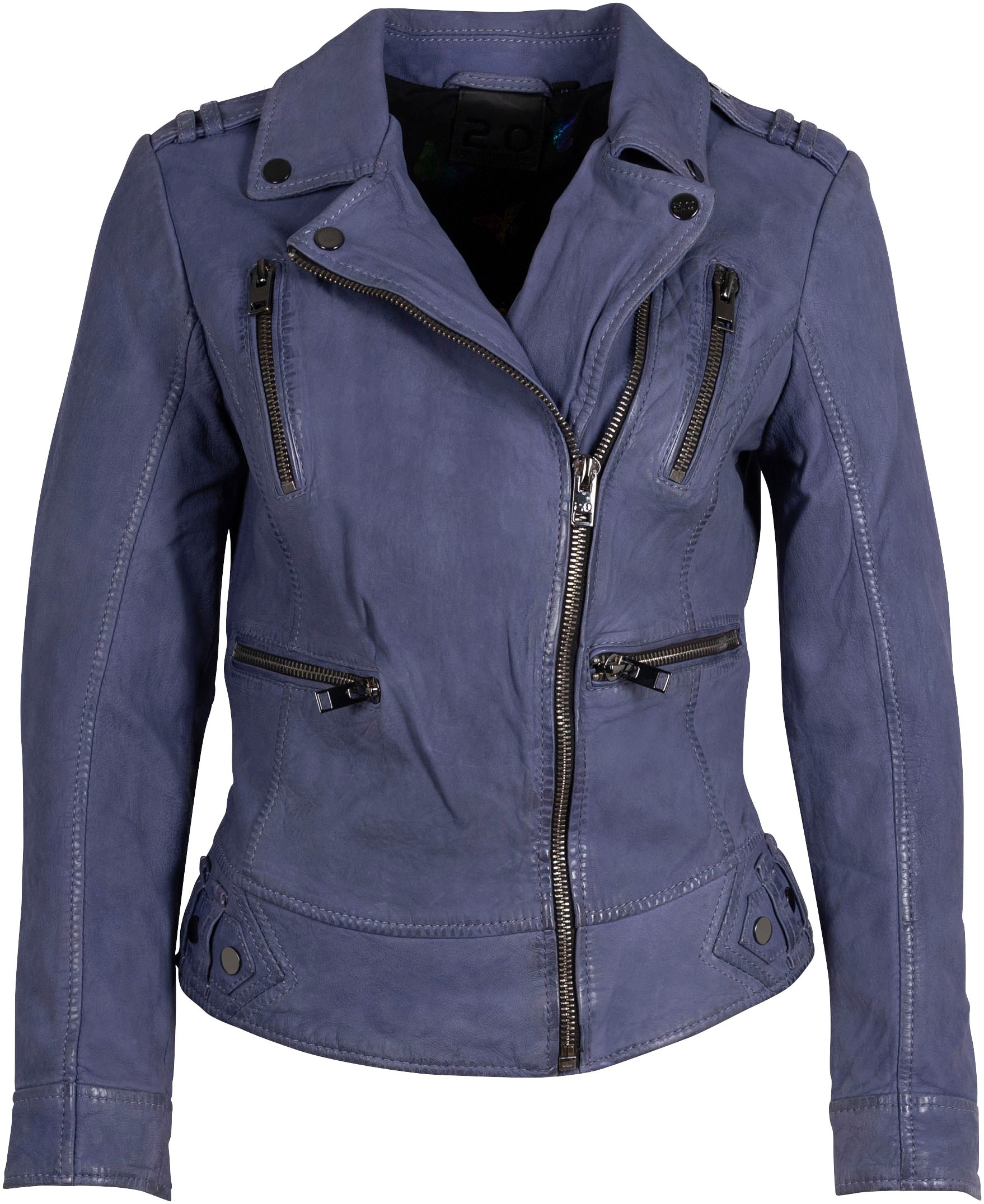 Mauritius Lederjacke »2Wtashi« mit Schulterklappen, mit Nieten, mit Zipper-Taschen