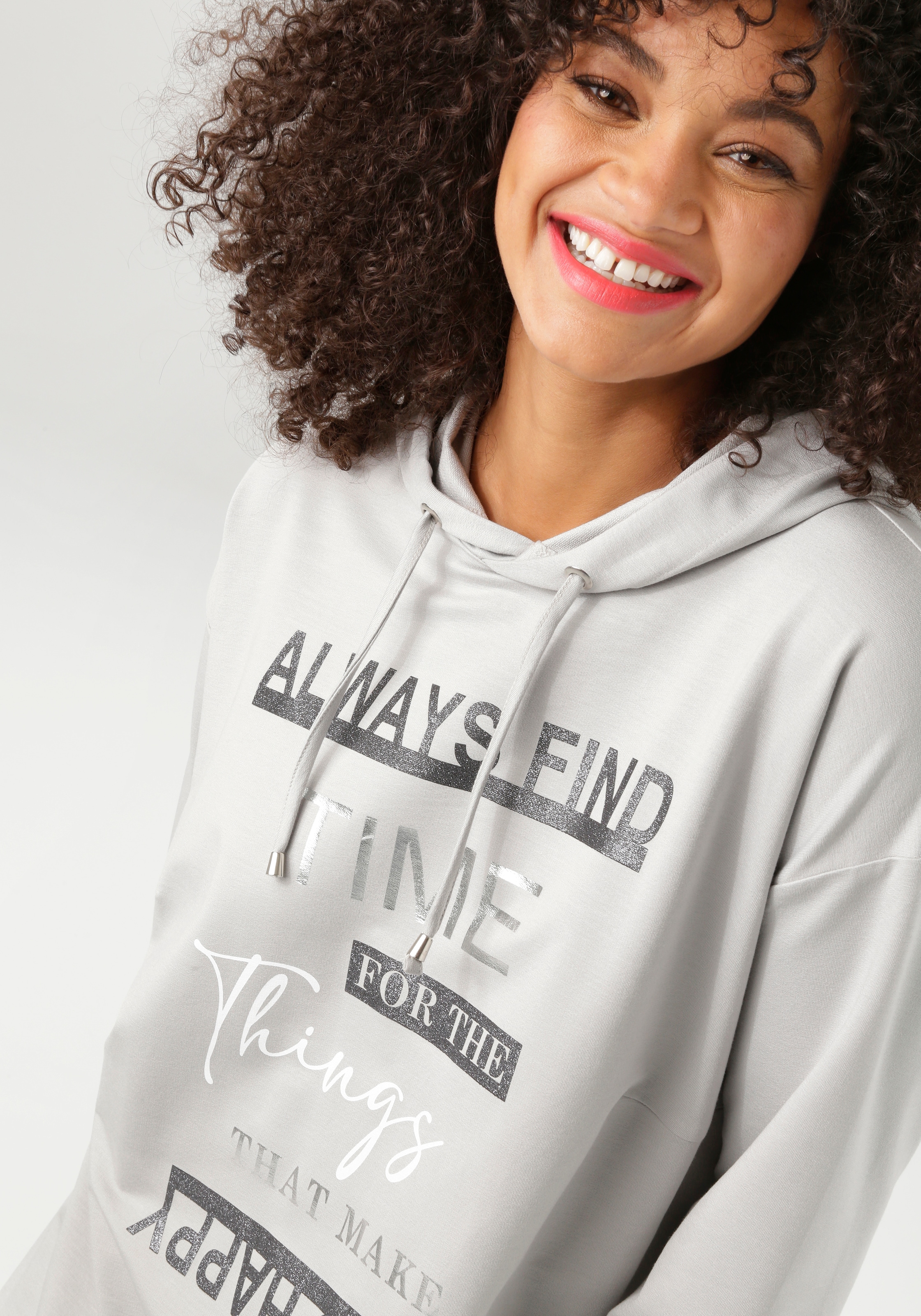 Aniston PLUS Kapuzensweatshirt , super bequeme Sweat-Qualität - NEUE KOLLEKTION
