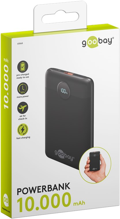 (22.5W) 10000mAh USB A / USB C Powerbank Power Delivery Ladegerät (65868) - Schwarz