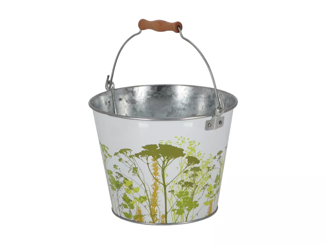 Seau en métal avec décor Herbe 5 litres