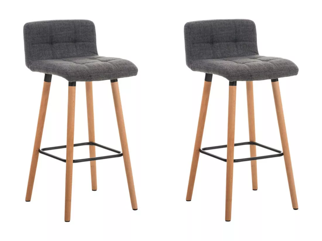 Lot de 2 Tabouret de bar - Tissu & Nature - Gris clair - Lincoln