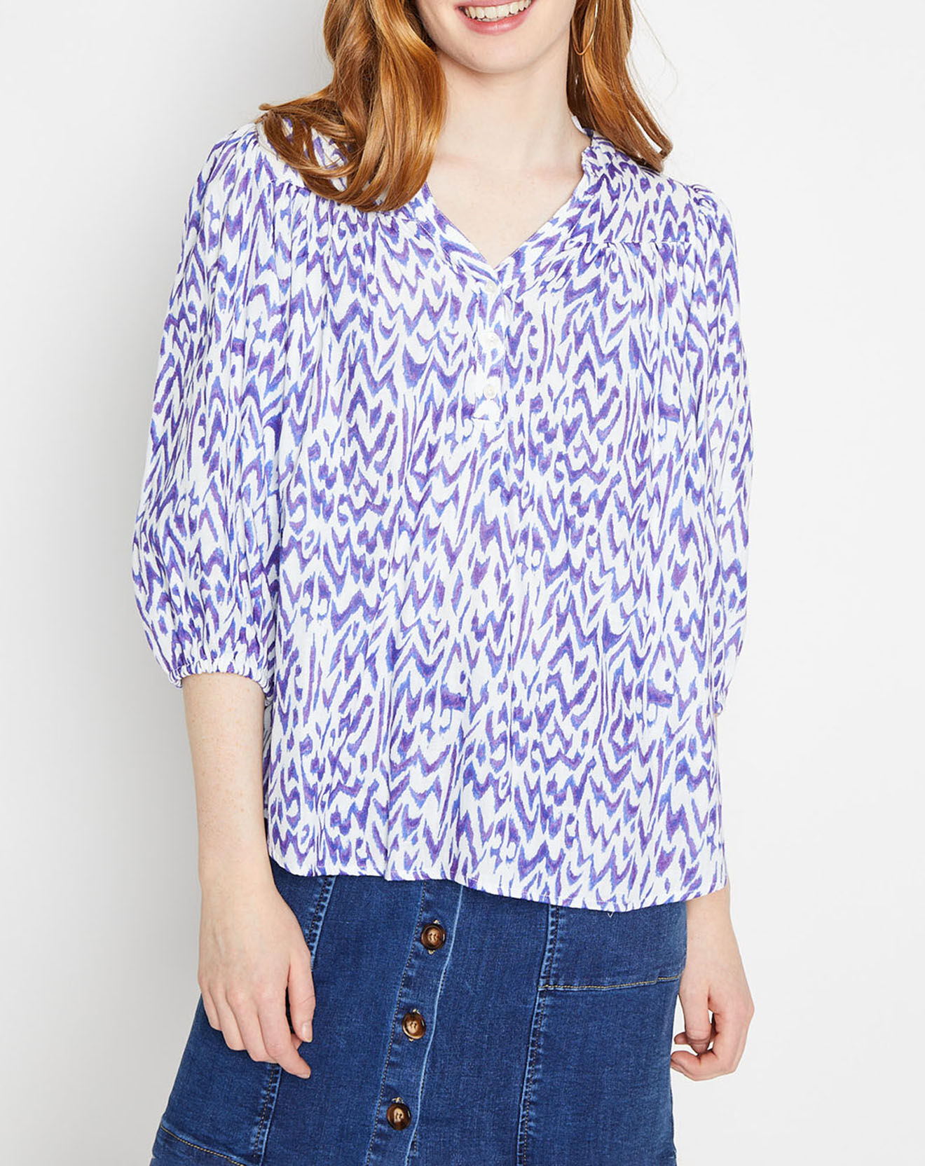 La Petite Etoile Chemise Nata imprimée indigo/blanc