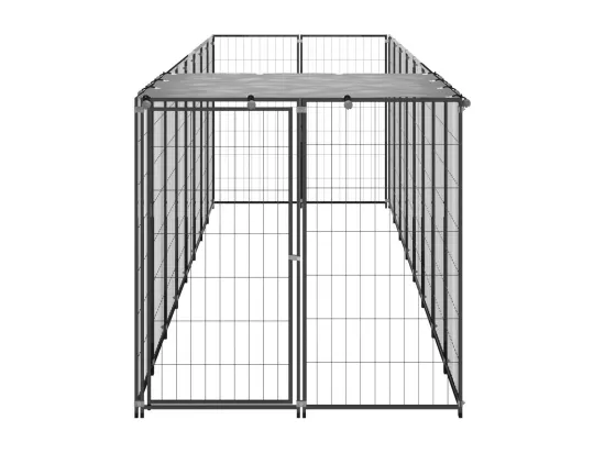 Chenil extérieur cage enclos noire 440 x 110 x 110 cm 02_0000532
