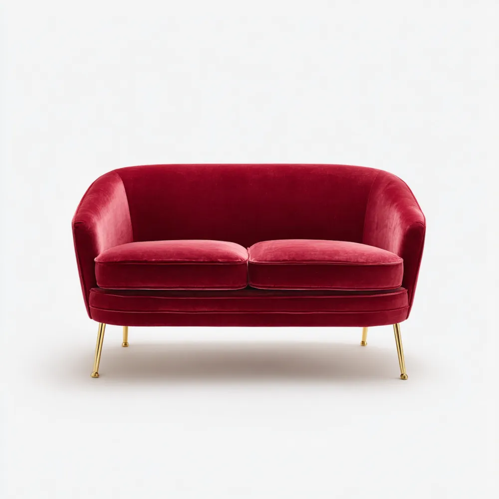 2-Sitzer-Sofa Samt 140x85x75 cm – Rot – Modernes Design