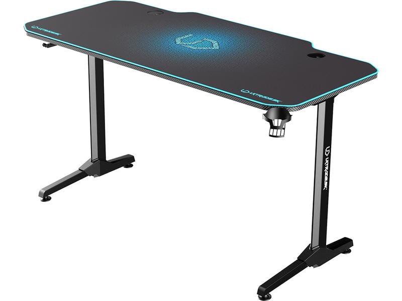 Ultradesk Gaming Tisch Frag Blau Stabiler Gaming-Tisch für bis zu zwei Monitore