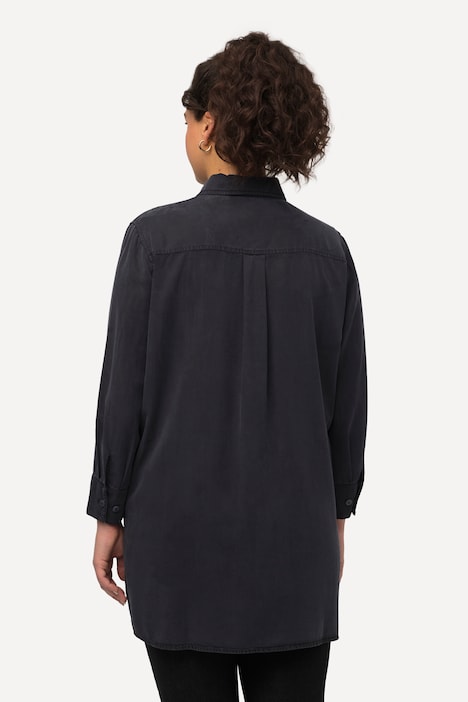 Hemdbluse, Lyocell, Quernaht, Hemdkragen, Langarm