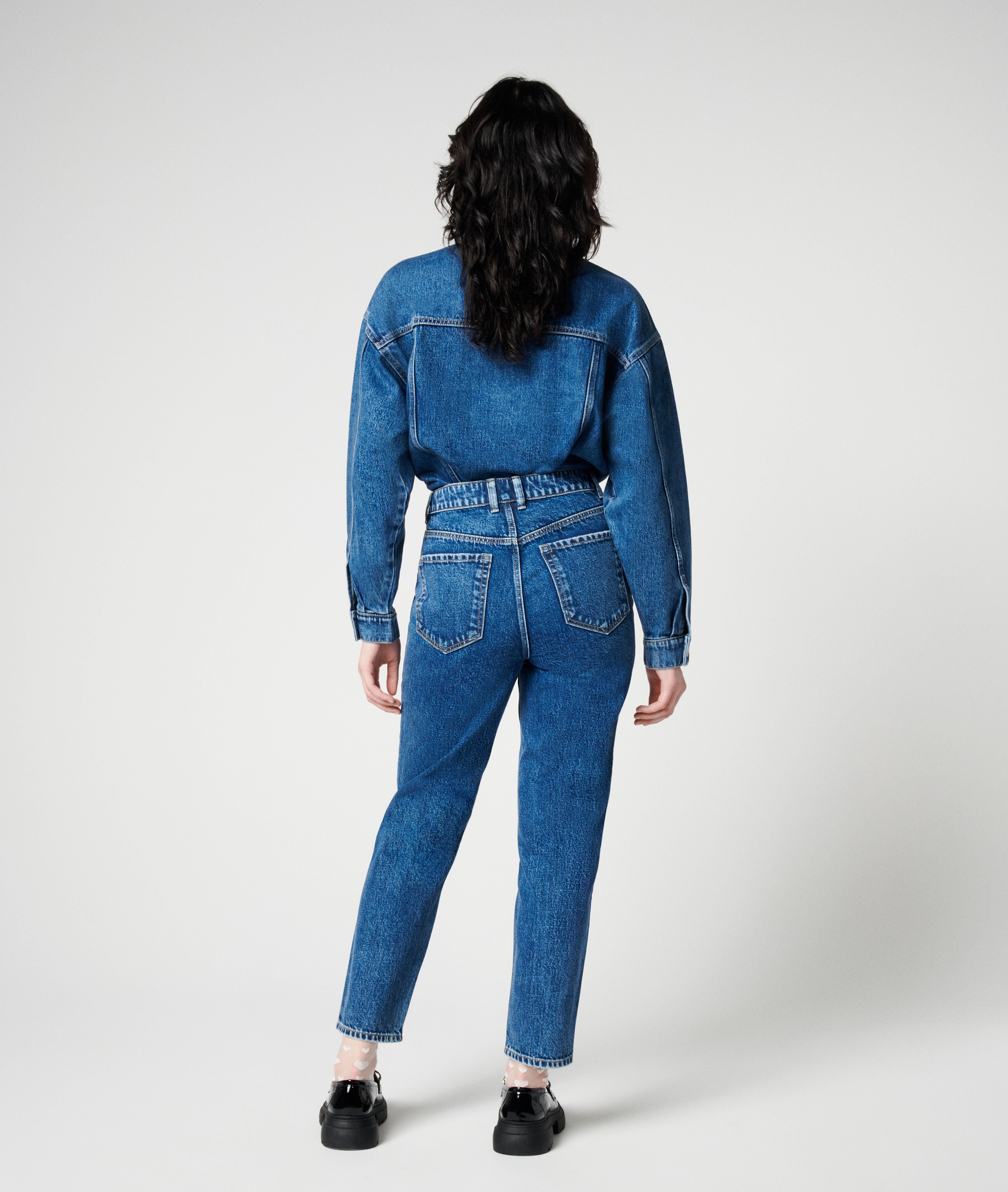 Jean mom taille haute - Bleu