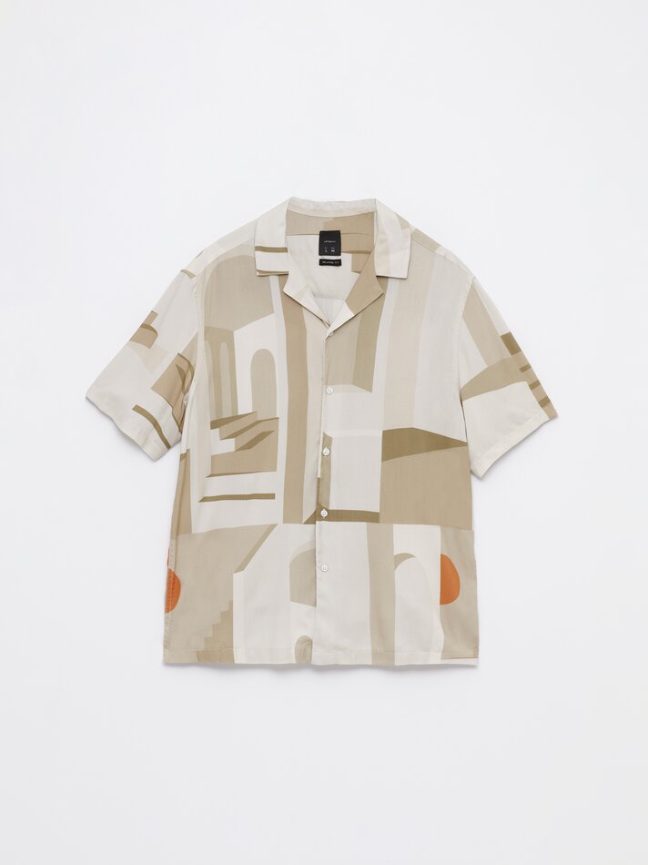 Camisa estampada para resort - Areia