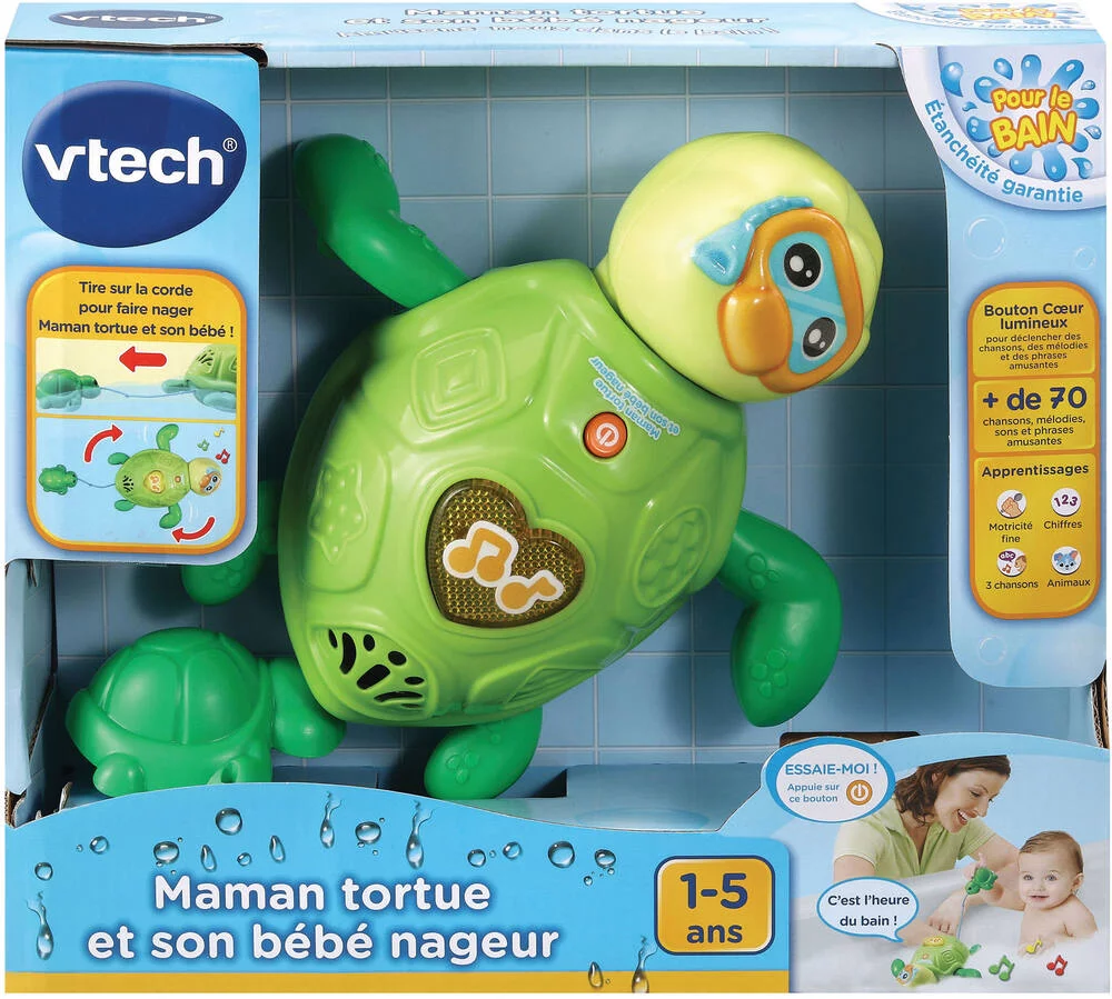 MAMAN TORTUE ET SON BÉBÉ NAGEUR