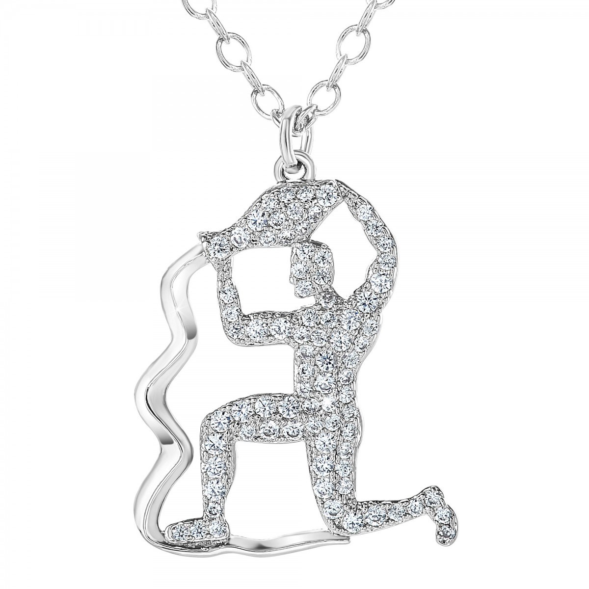 Collier signe astrologique verseau orné de Cristaux scintillants SC Crystal