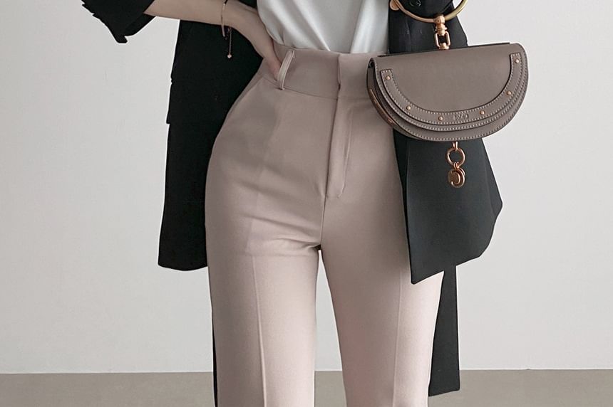 darkroesin - Blazer met inkeping, revers en strikceintuur