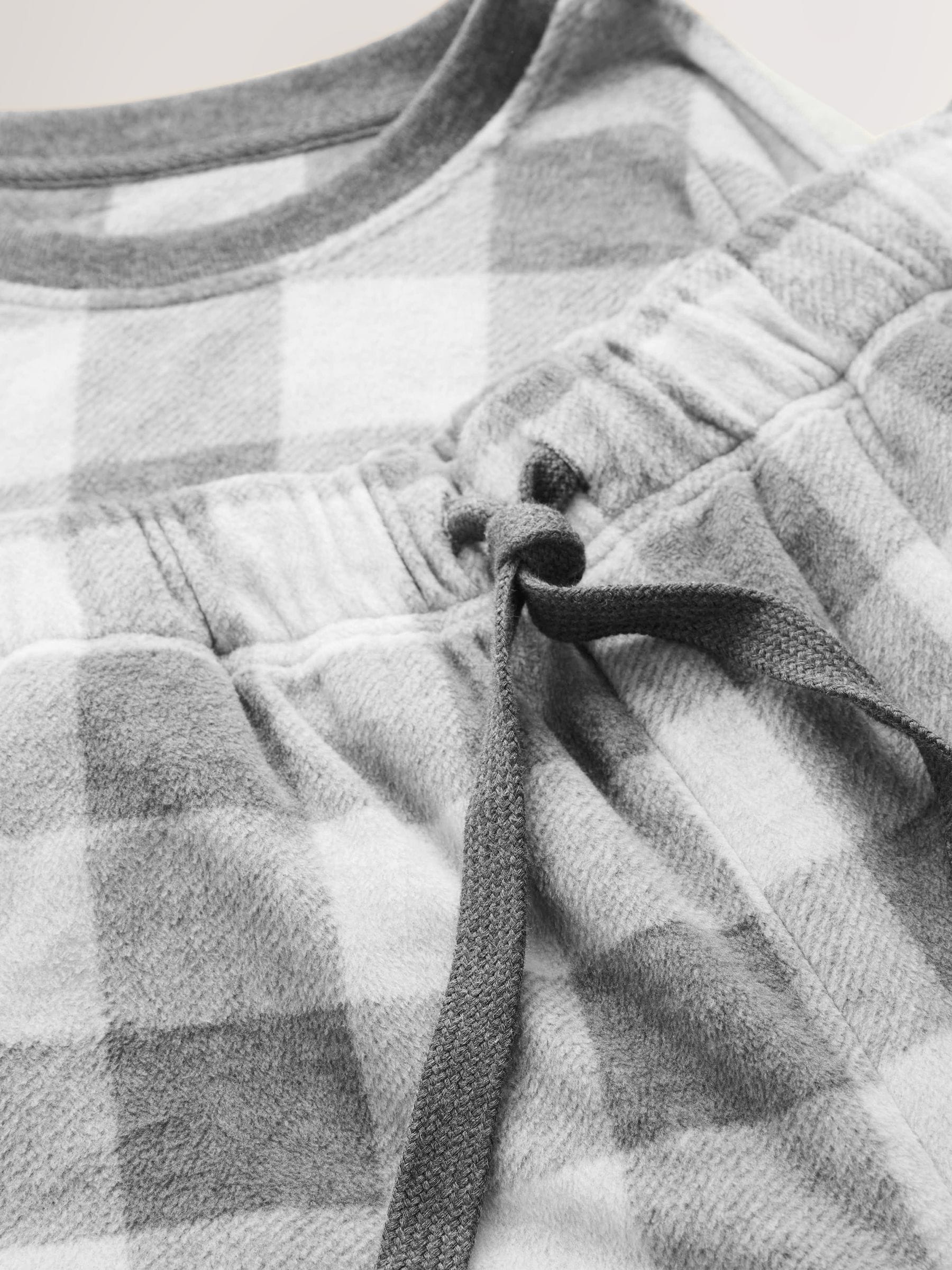 Grijs - Check Fleece Cuffed Bottom Jersey Pyjamas Set