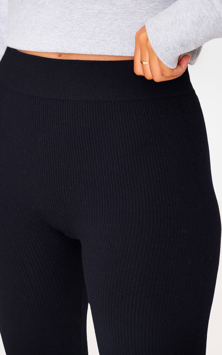Noir Legging Côtelé Structuré À Effet Sculptant Pour Grandes Tailles