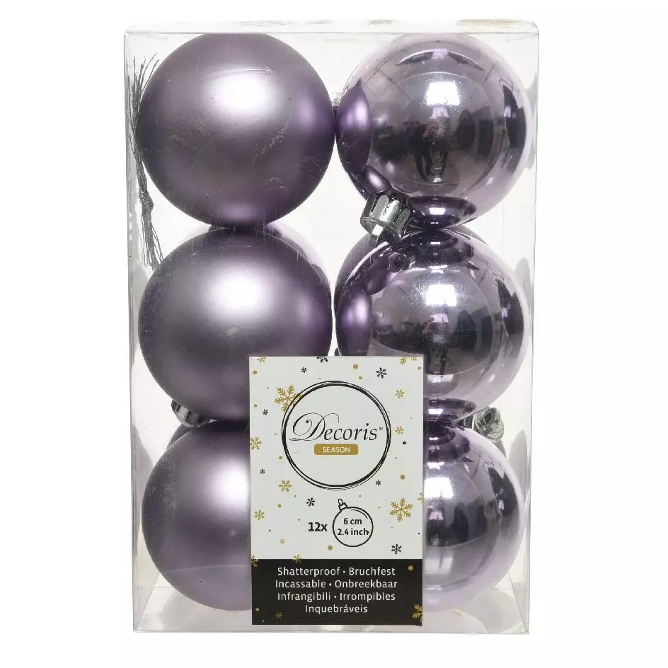 Lot de 12 boules de Noël (D60 mm) Alpine Lilas