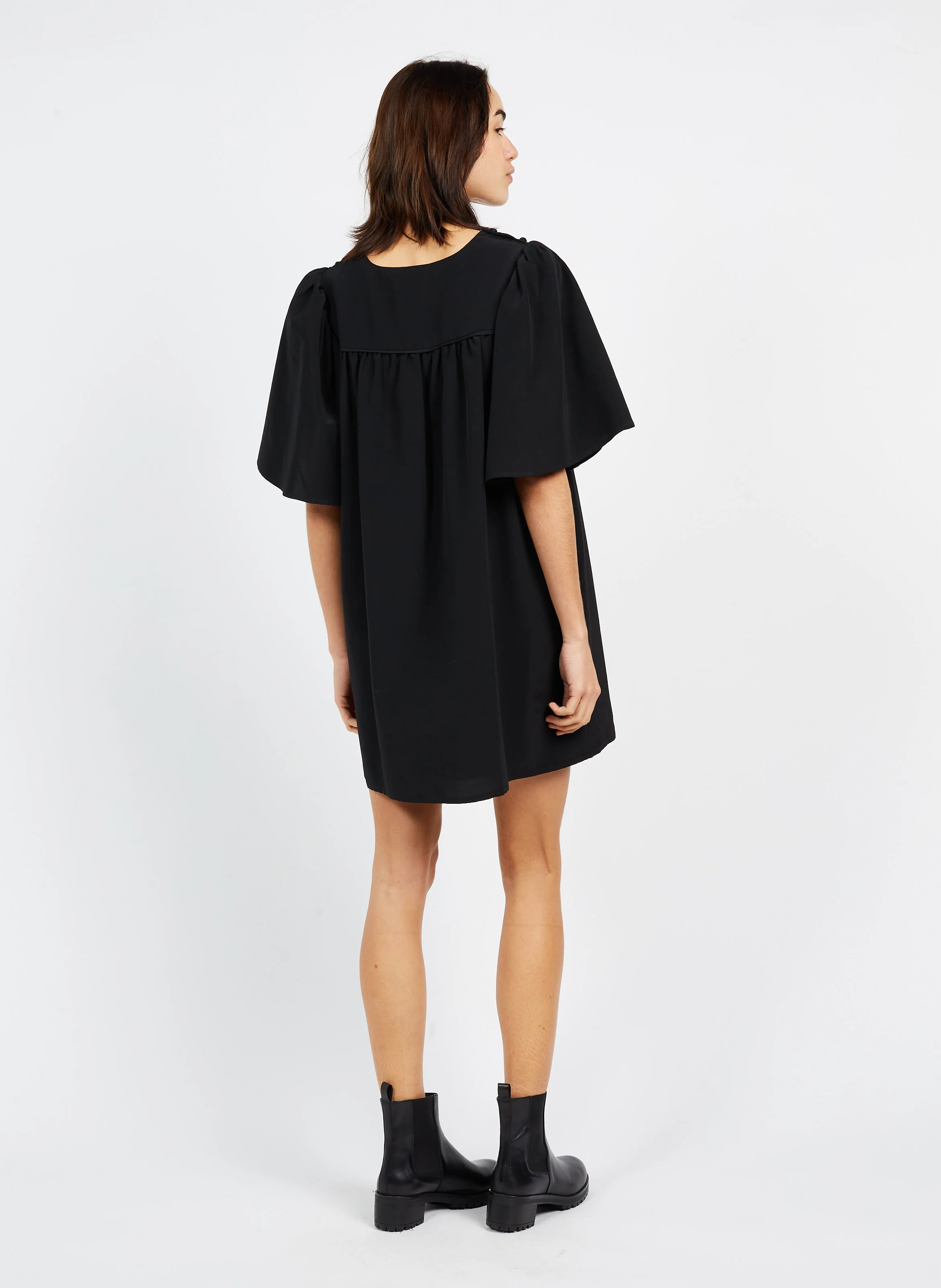 LE CANDIDE - Robe courte en coton mélangé | Noir