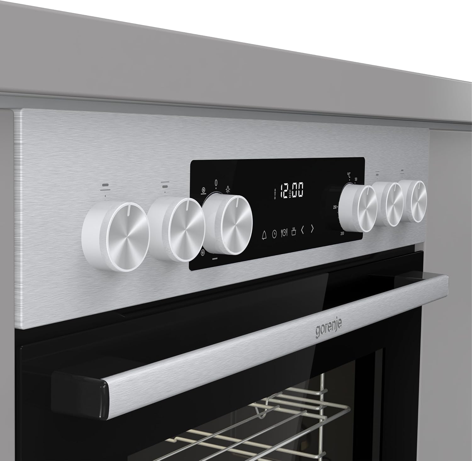 Gorenje Einbau-Herd-Set Inox Air Set mit Glaskeramik-Kochfeld, Heißluft, 73 Liter, 250° max. Ofentemperatur, MultiAir Technologie, 9 Funktionen, Bräterzone, Mininmale Einbaunische (HxBxT): 60x56x58cm