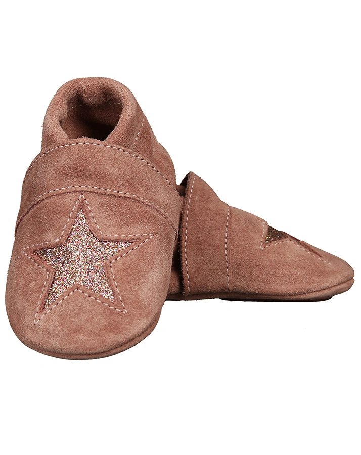 Krabbelschuhe STELLA GLITTER mit Wildleder in rosa