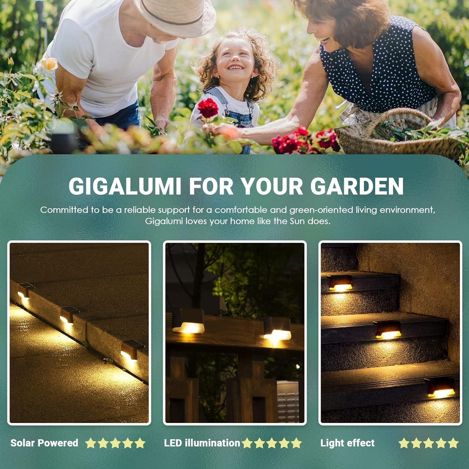(4er Set) 7.5x4.5x4cm Solar Outdoor Lampe LED Leuchte für Treppen / Geländer / Zaun Spritzwasserfest (IP44) - Braun