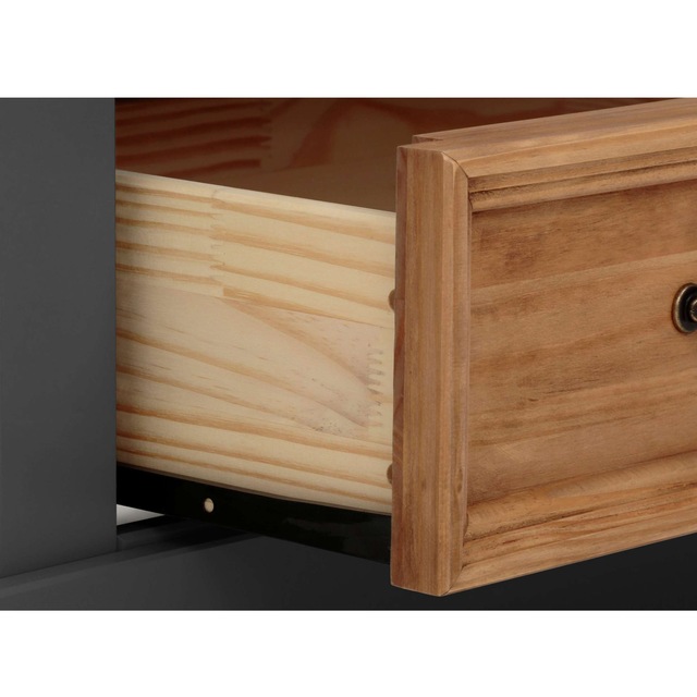 Home affaire Vitrine »Selma Highboard« aus massivem Kiefernholz, mit Griffen aus antikisiertem Metall