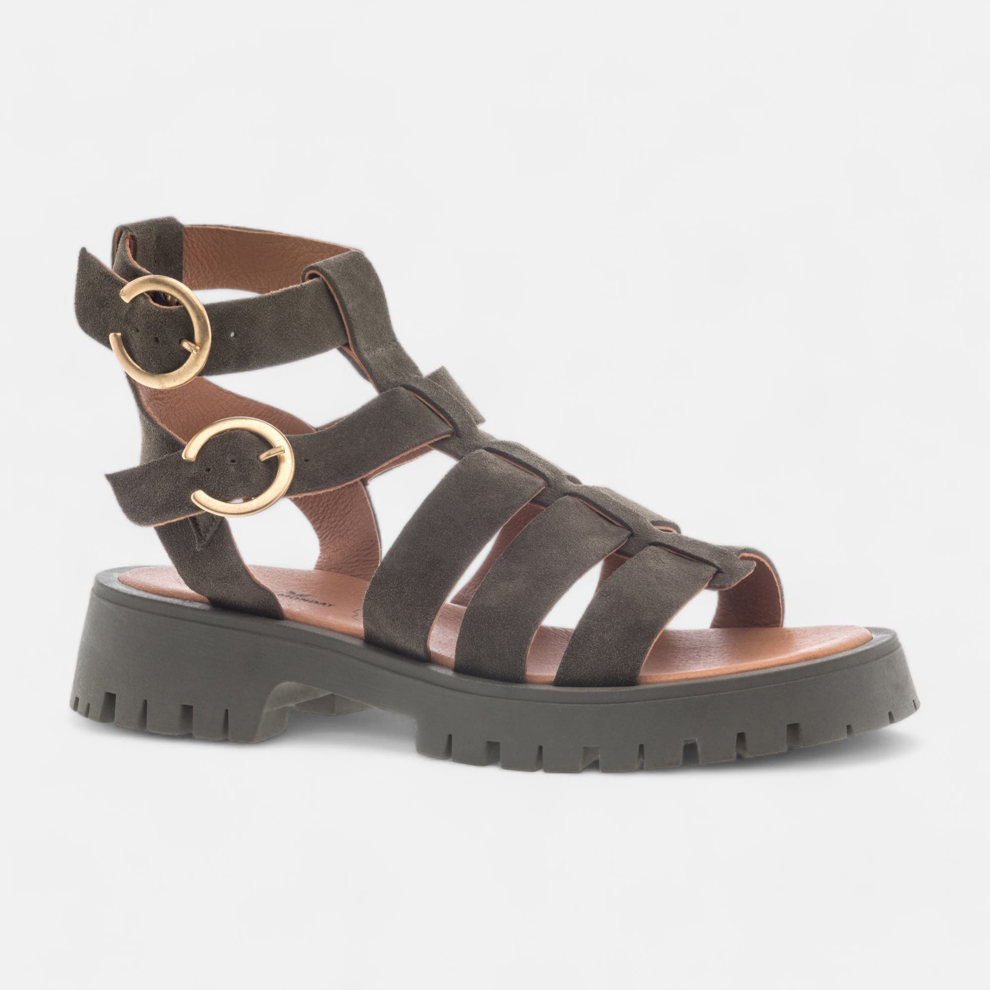 Sandales Femme en cuir kaki