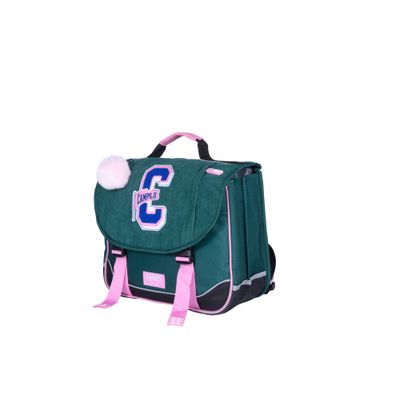 Cartable Camps Corduroy 38 cm - 2 compartiments - velours vert - Kid'Abord