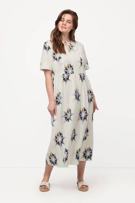 Kleid, Sterne, Rundhals, Halbarm, Biobaumwolle
