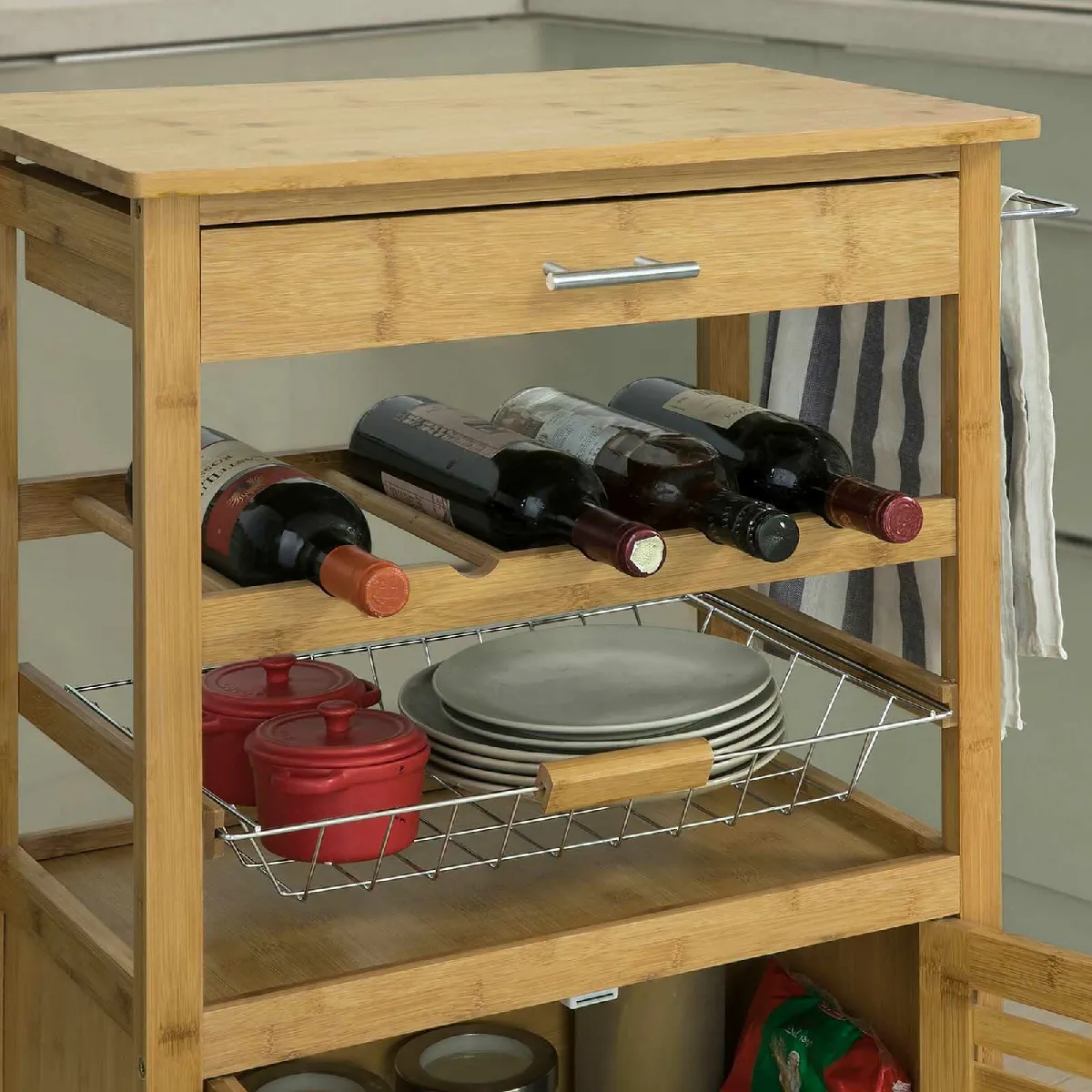 SoBuy FKW53-N Desserte cuisine Bambou