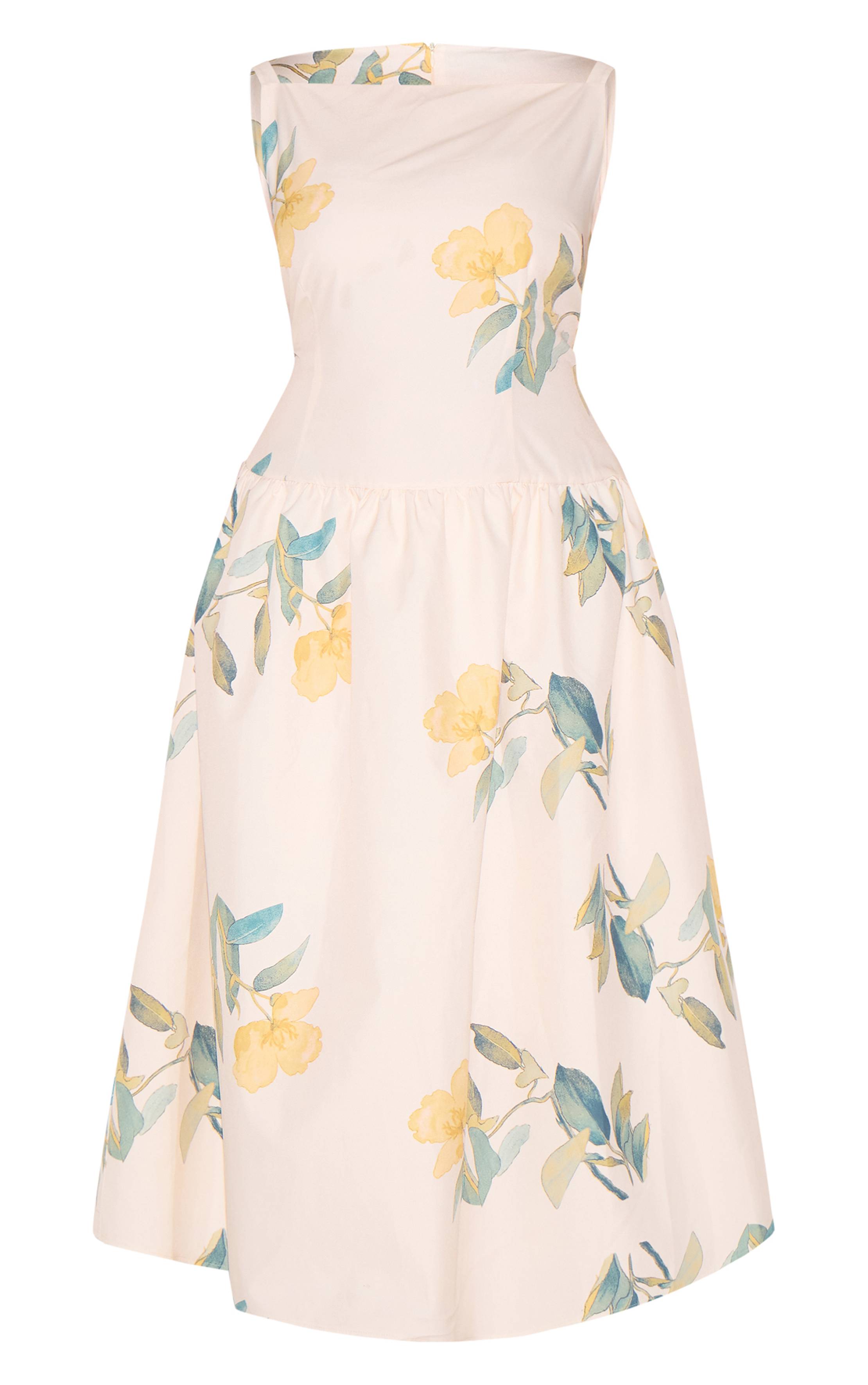 Jaune Robe Midaxi Grande Taille À Taille Basse Et Imprimé Floral