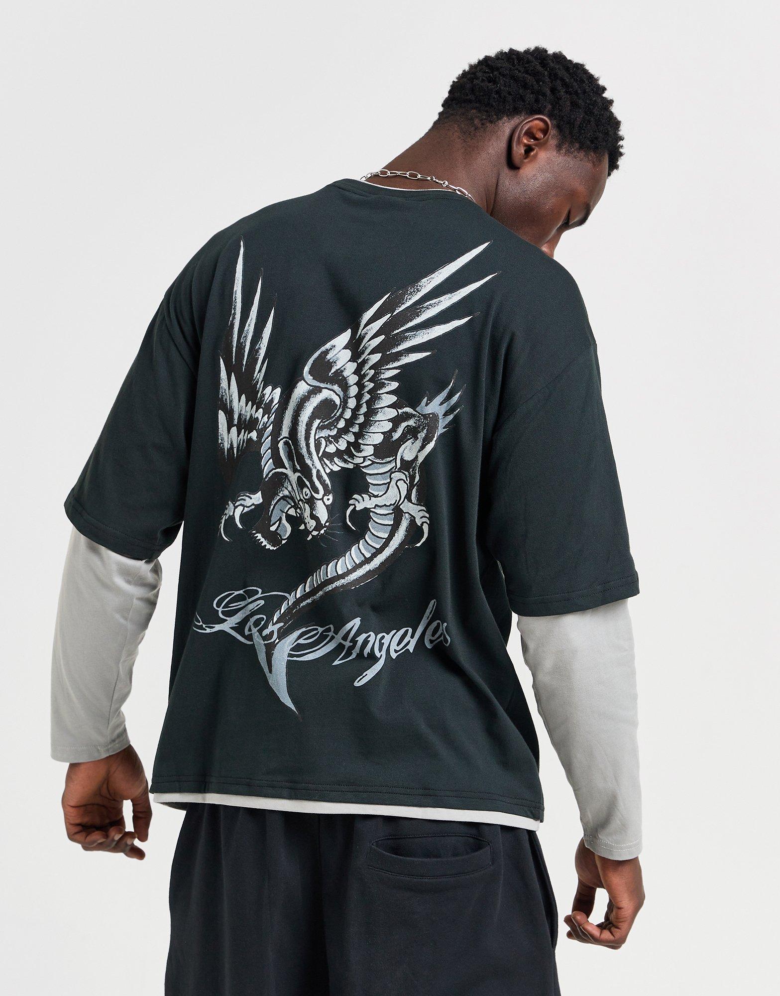 Ed Hardy T-shirt Panther Dragon Double Sleeve Homme