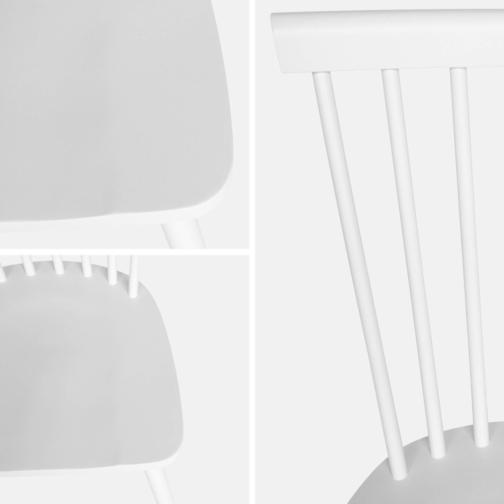 Lot de 2 chaises blanches à barreaux en bois d'hévéa. Romie. L 50.8 x p 44.2 x h 90cm.