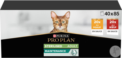 Pro Plan Sterilised Pâtée Pour Chat Adulte Stérilisé Bœuf En Sauce/Poulet En Sauce 40x85g