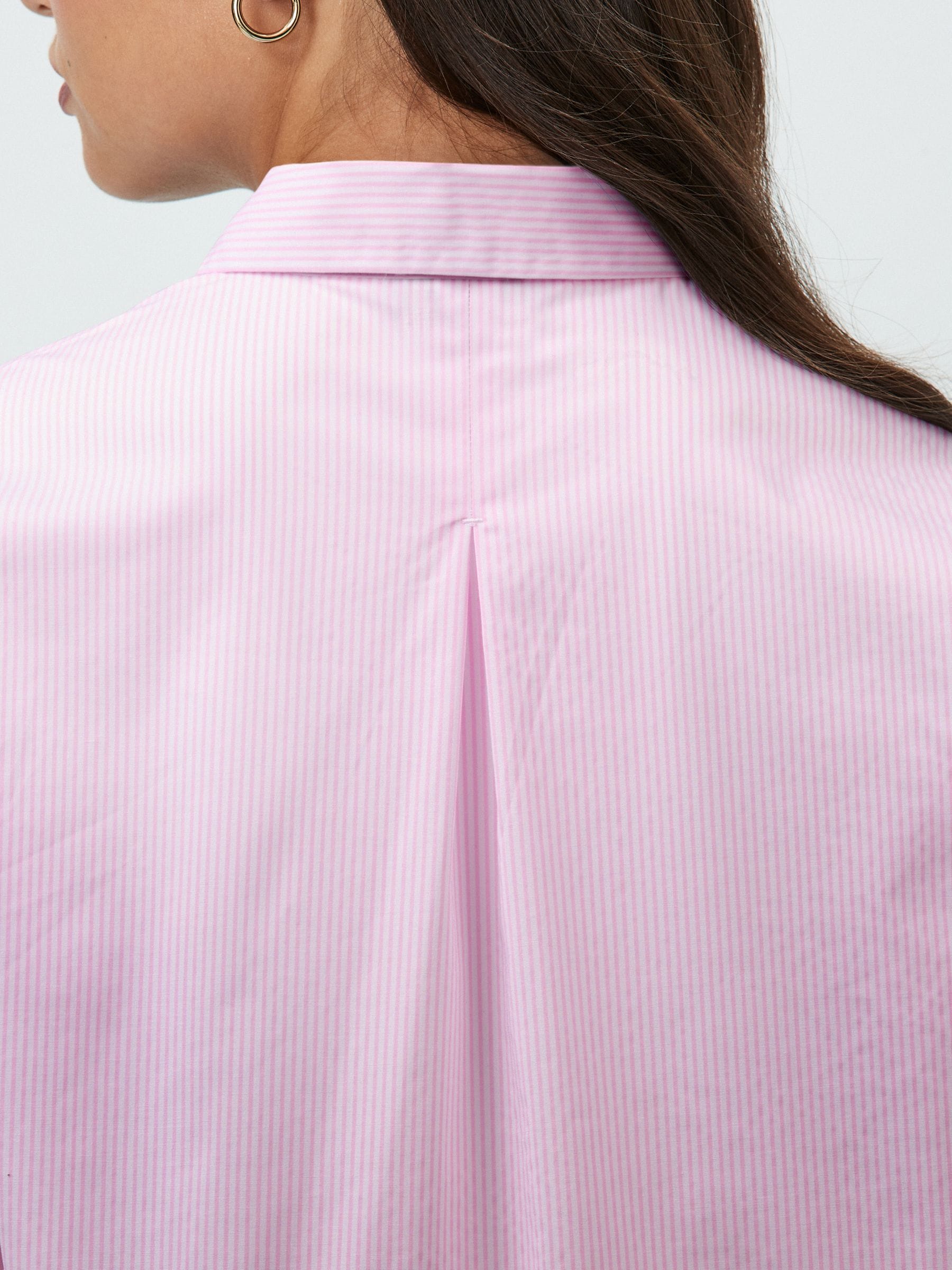 Roze/wit gestreept - Fitted Stretch Essential Long Sleeve Shirt