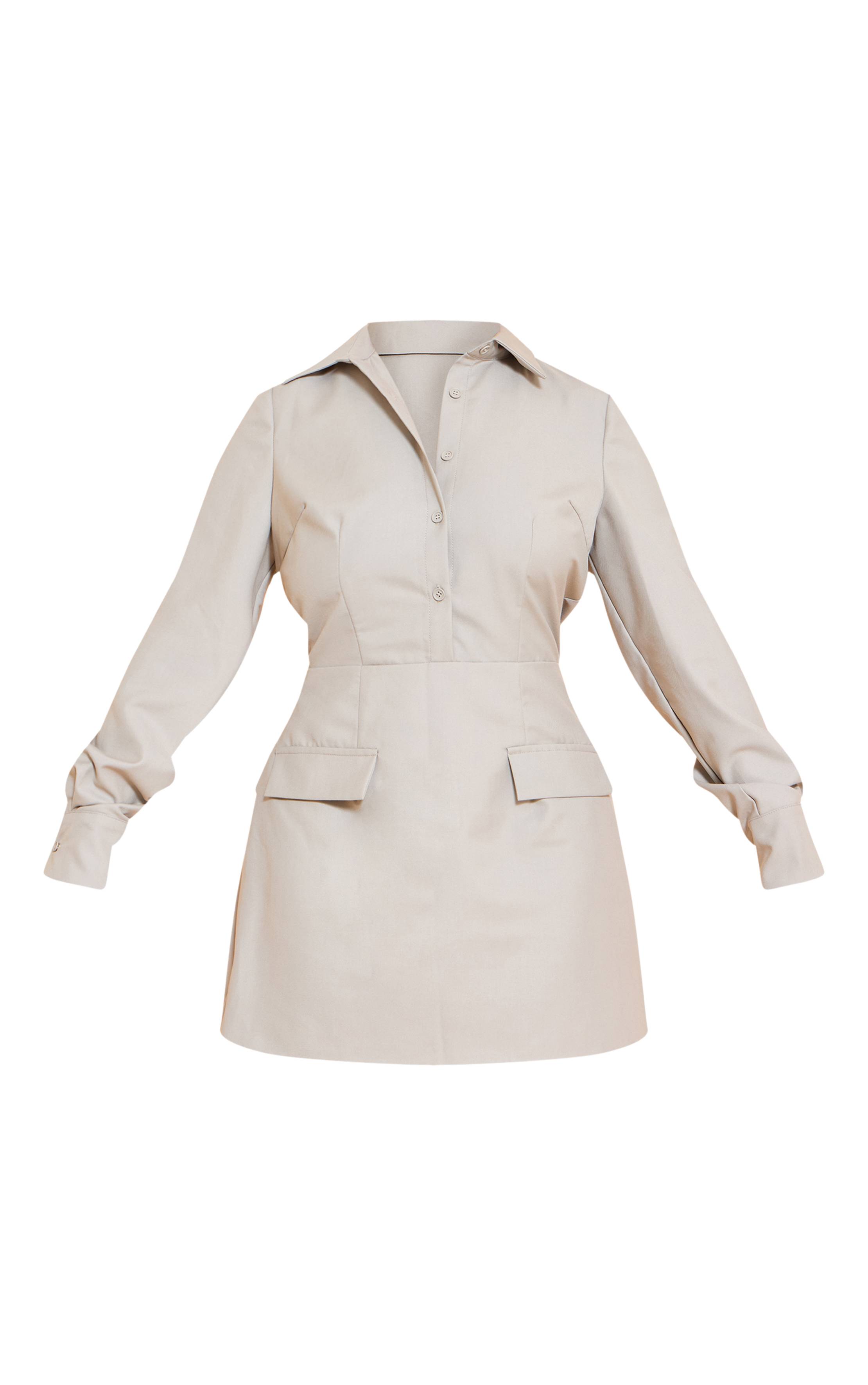 Gris Robe Chemise Cintrée Évasée Shape Crème Beurre