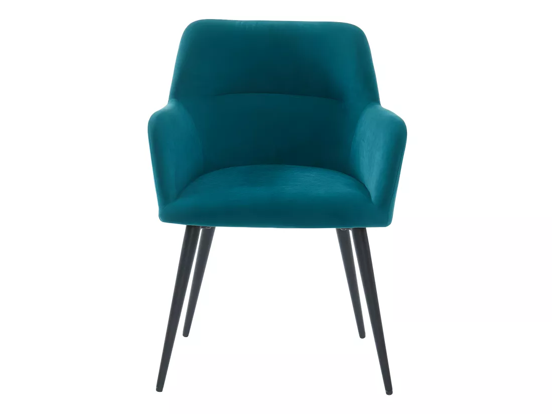 Lot de 6 chaises avec accoudoirs en tissu et métal noir - Bleu - HEKA