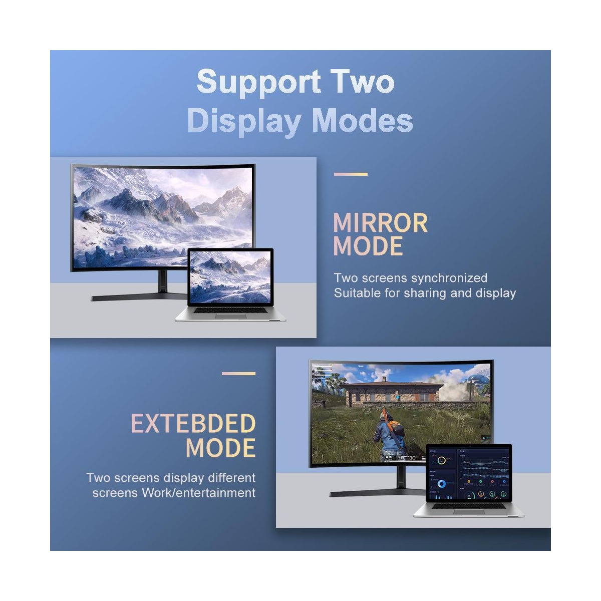 NÖRDIC 1m Displayport 1.4 skjøtekabel UHD 8K60Hz 4K144Hz 32.4Gbps 10-bit HDR