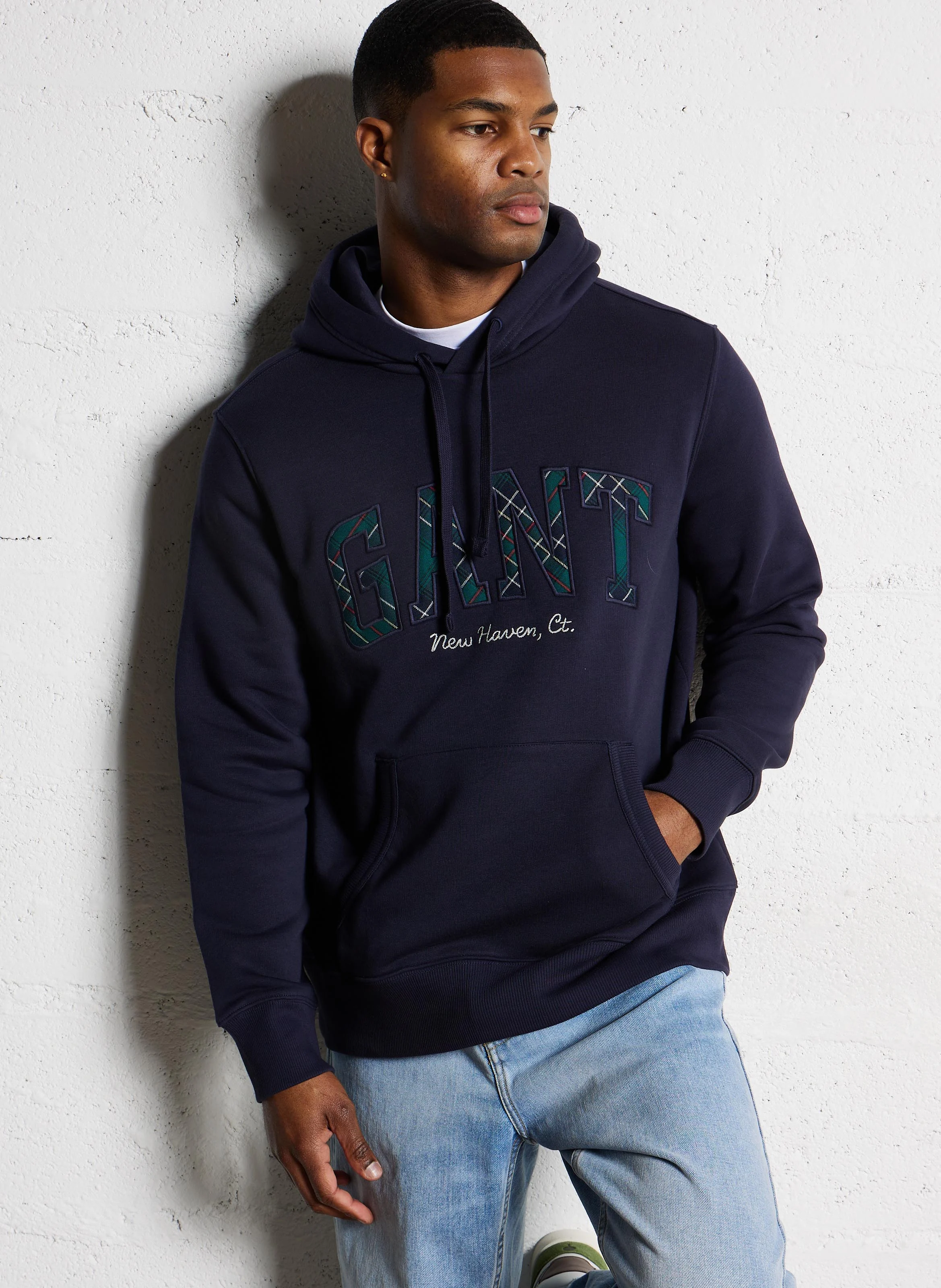 Sweat à capuche brodé| Bleu