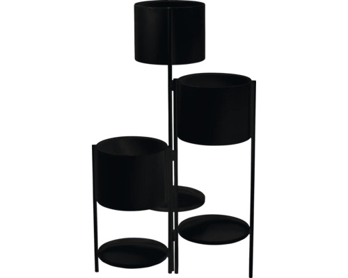 Lafiora bloemenstandaard/plantenbakken, 40 x 32 x 68 cm, metaal, zwart