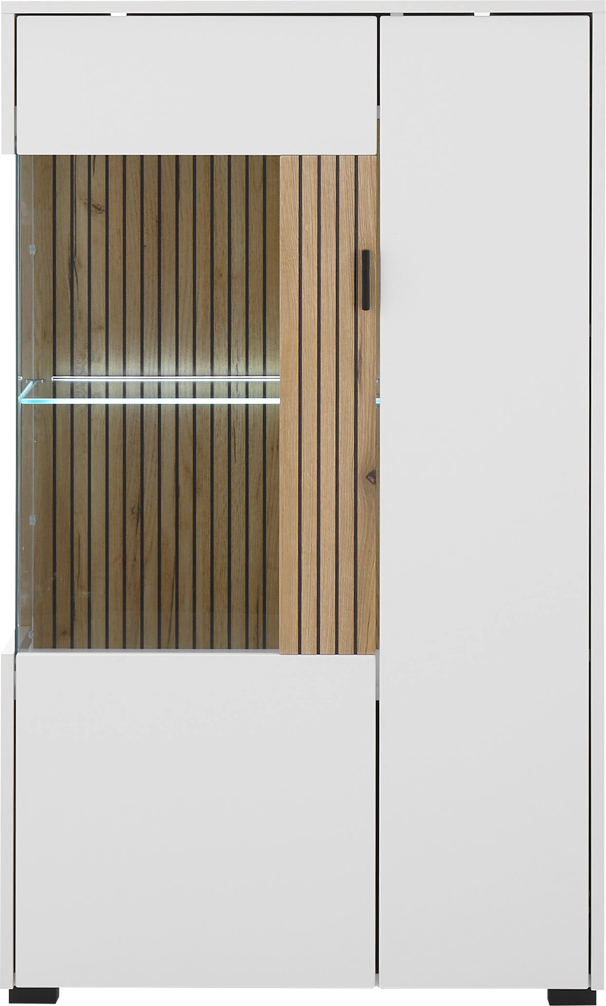 INOSIGN Vitrine »Hudson, Stauraumvitrine« in moderner Trendfarbe, Griffe aus Metall (Schwarz), Höhe 125 cm