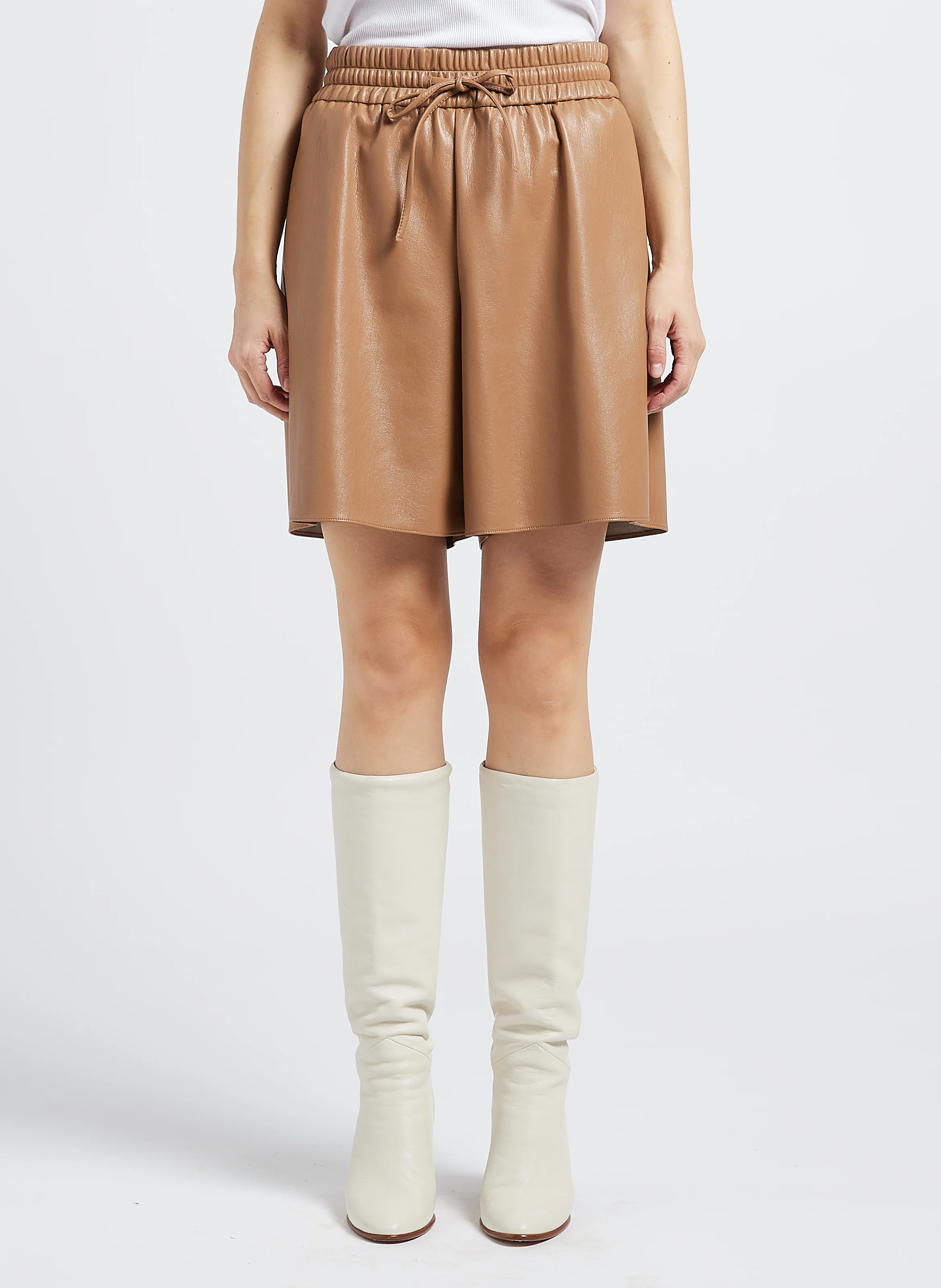 PIERA - Short fluide enduit| Beige