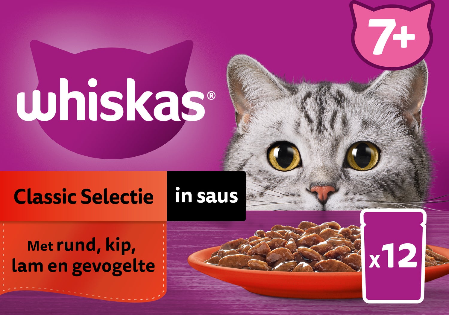 Whiskas kattenvoer in saus Classic Selectie senior 85 g 12 stuks