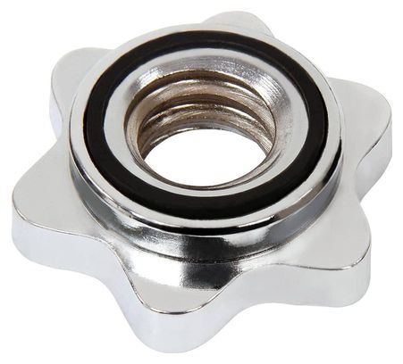 Barre d'haltère longue 120 cm diamètre 30 mm acier chromé avec 2 fermoirs en forme d étoile poignées antidérapantes barre de musculation haltérophilie 01_0000024
