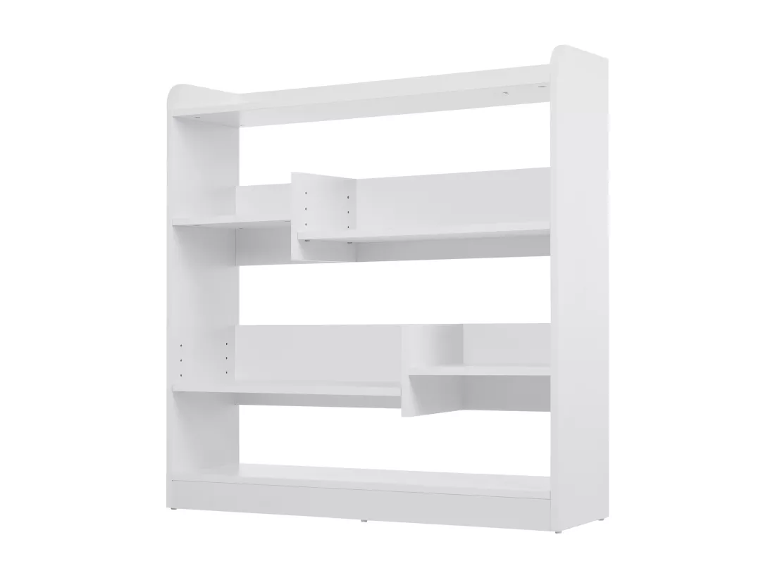 Bibliothèque étagère meuble de rangement dim. 90L x 24l x 91H cm 4 niveaux 3 panneaux arrières panneaux de particules blanc