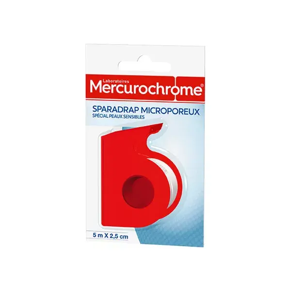 Fita adesiva microporosa de mercurocromo para pele sensível.