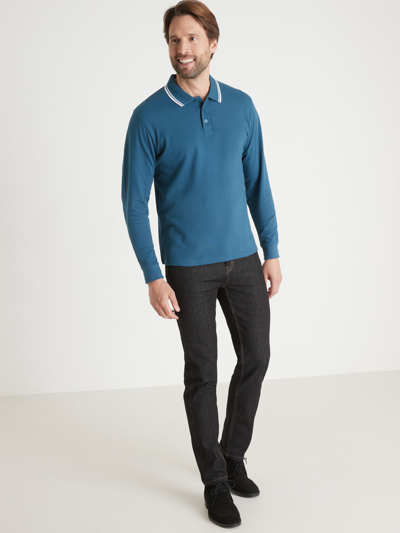 Polo manches longues maille piquée