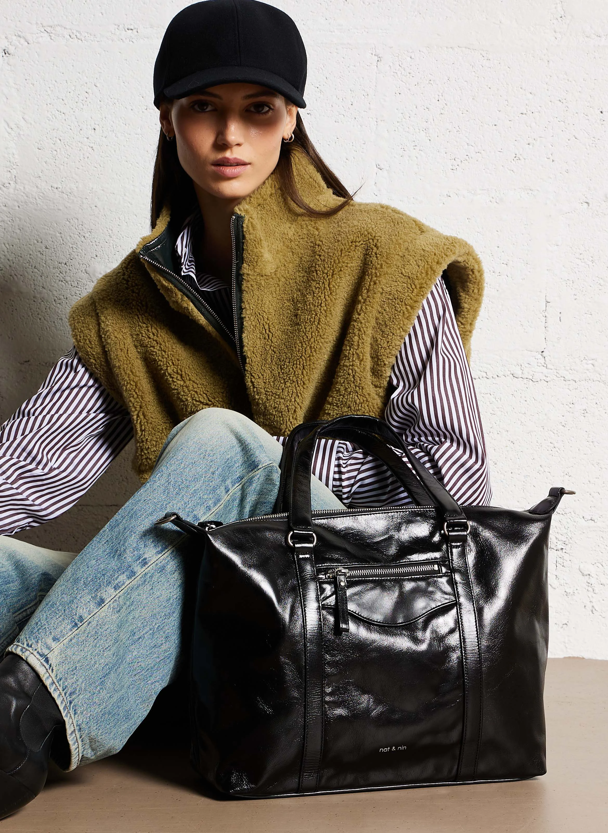 THYLANE - Sac porté épaule en cuir | Noir