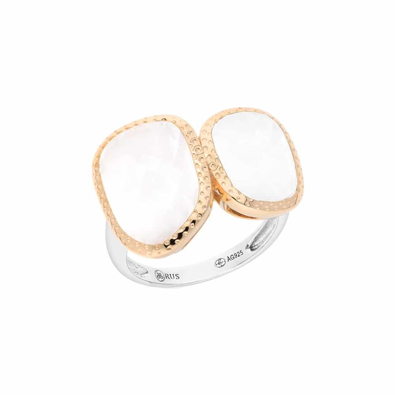 Bague Tandem Argent Doré Blanc