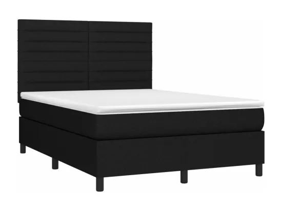 Sommier tapissier avec matelas et LED Noir 140x190 cm Tissu